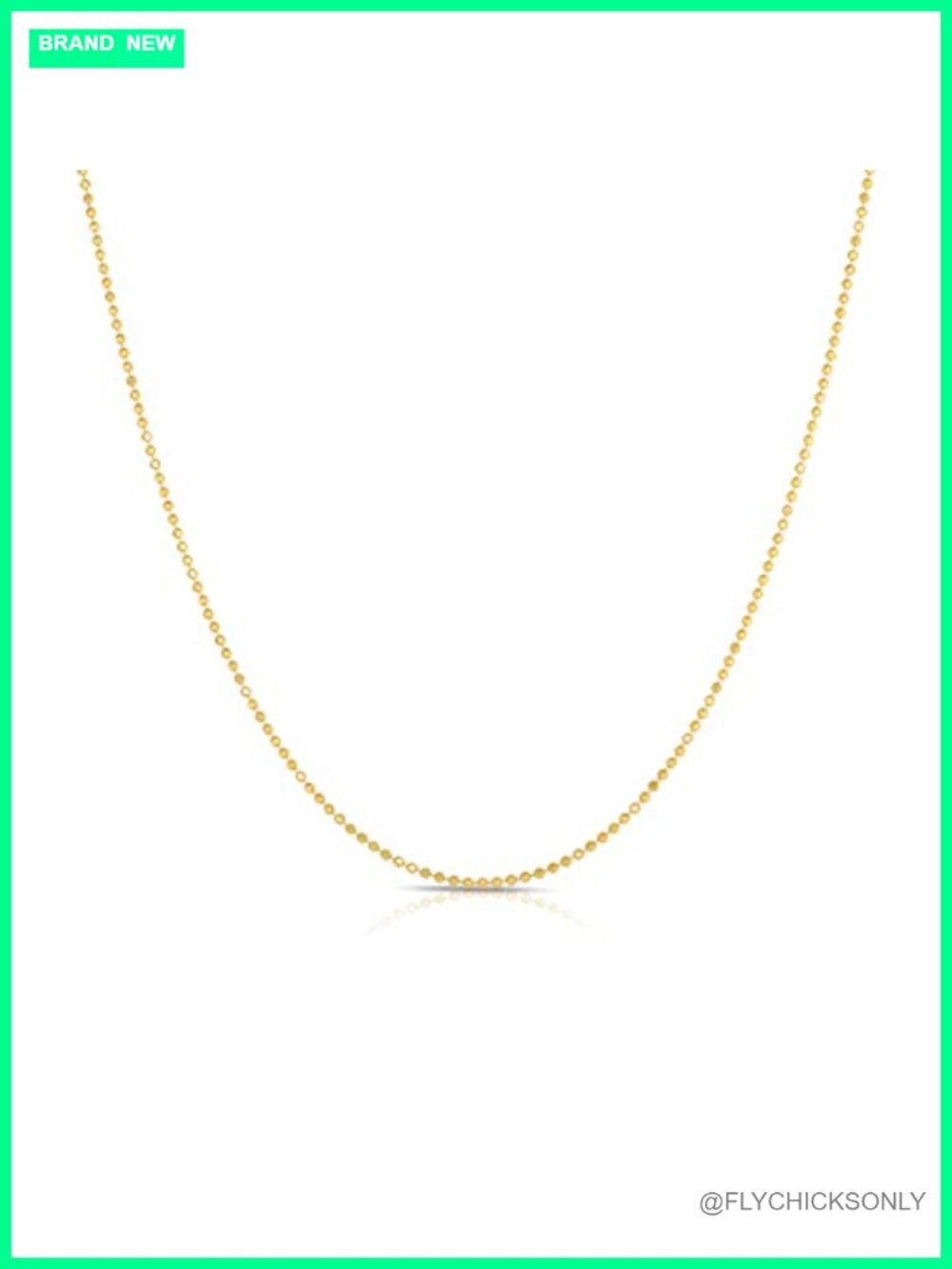 14K Solid Yellow Gold Bead Chain Necklace 18 Inch 1mm Minimalist